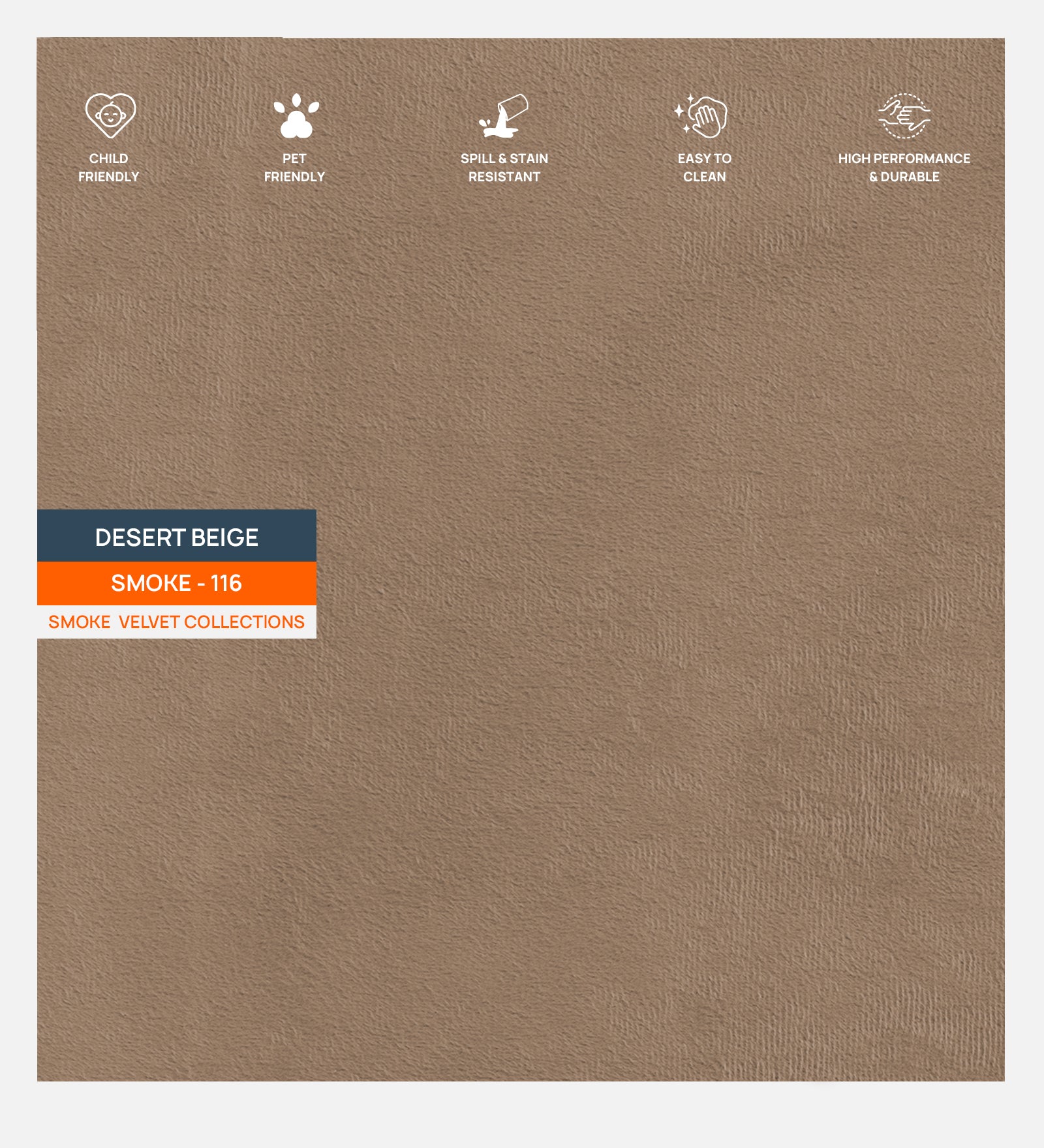Velvet Smoke Fabric Desert Beige 116 Code
