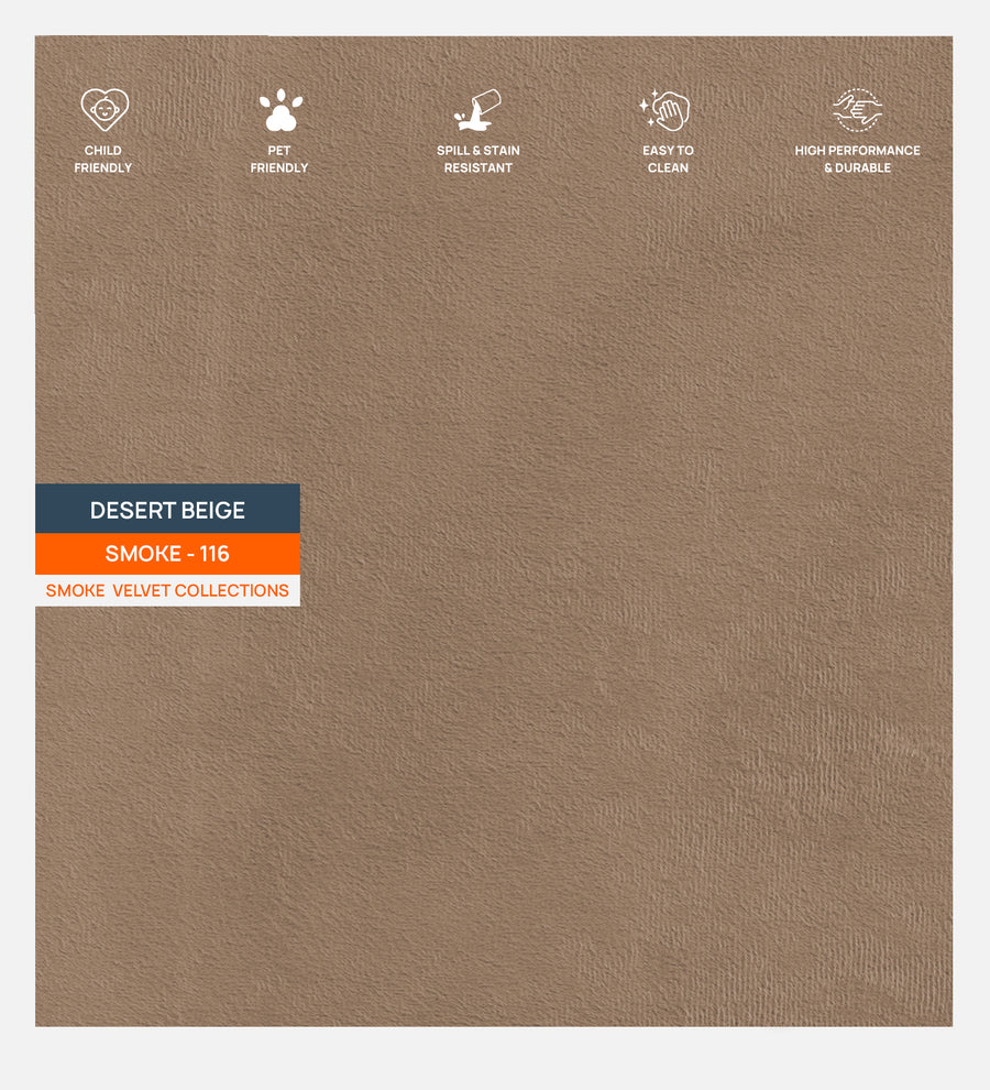 Velvet Smoke Fabric Desert Beige 116 Code by Febonic Living
