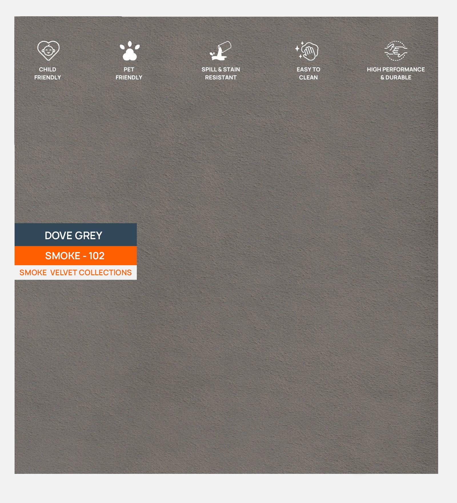 Velvet Smoke Fabric Dove Grey 130 Code