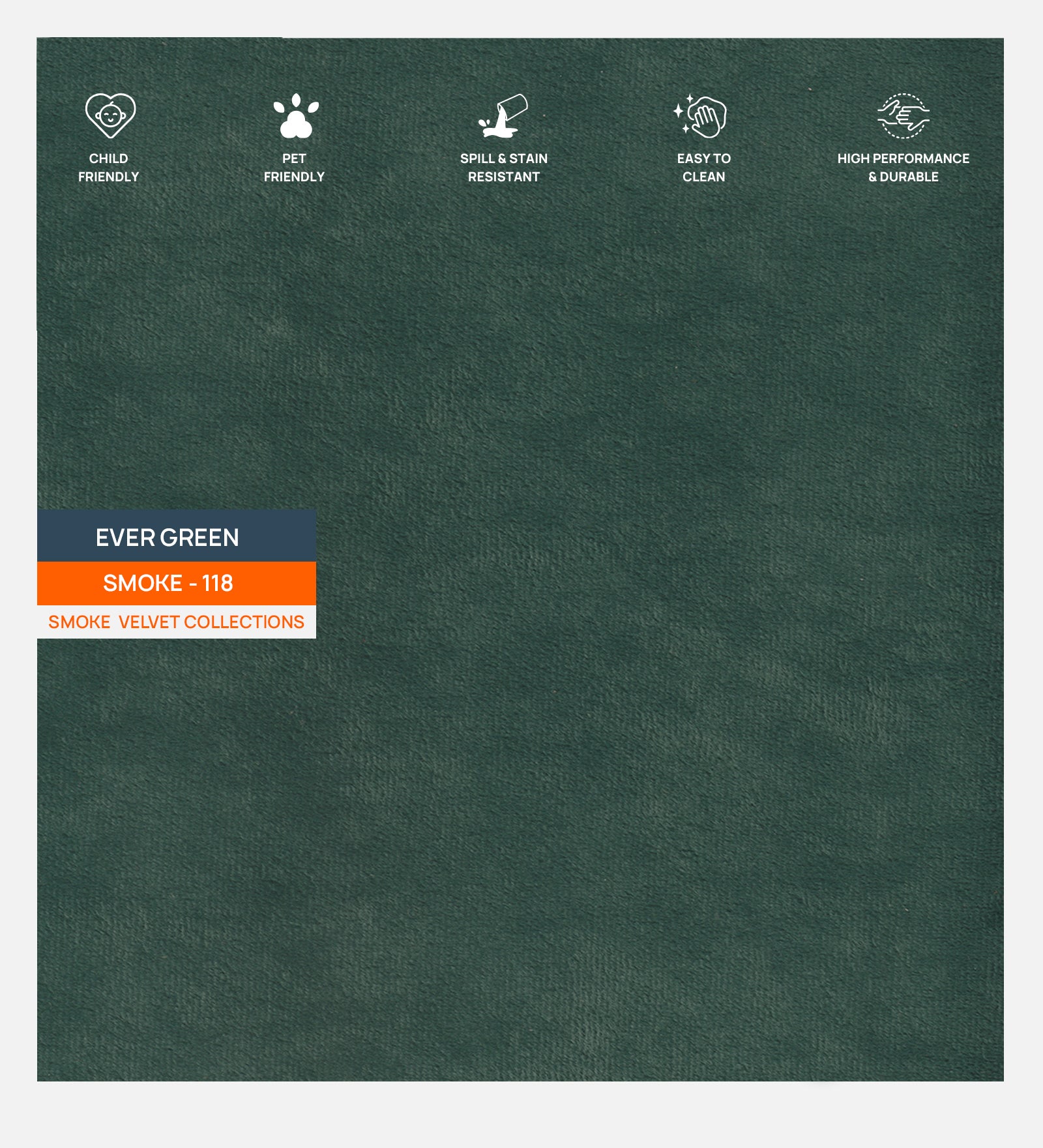 Velvet Smoke Fabric Ever Green 118 Code
