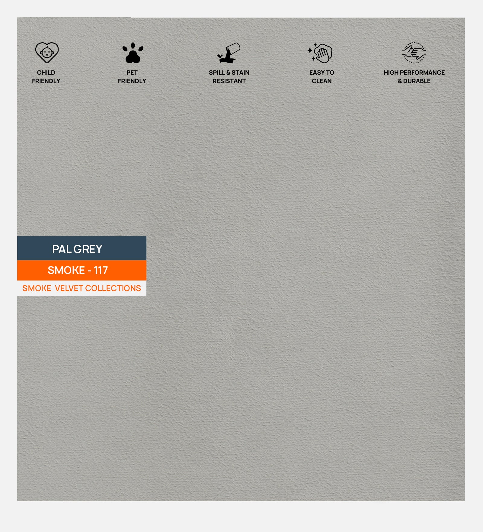 Velvet Smoke Fabric Pal Grey 117 Code