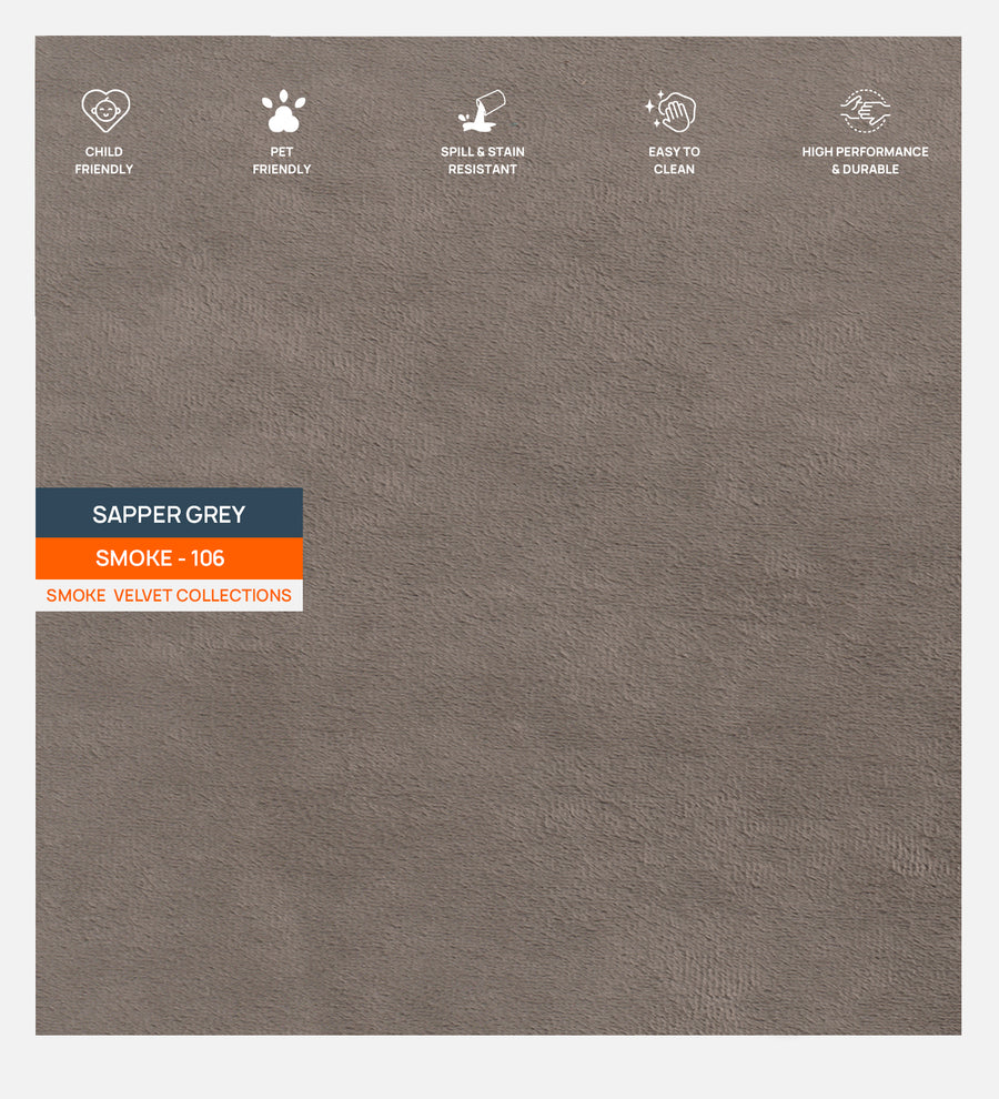 Velvet Smoke Fabric Sapper Grey 106 Code by Febonic Living