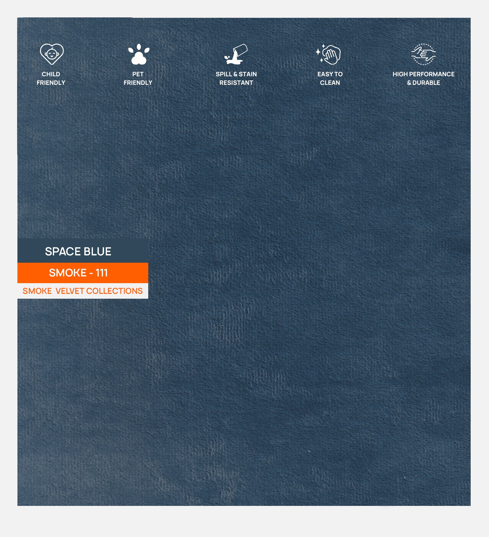 Velvet Smoke Fabric Space Blue 111 Code