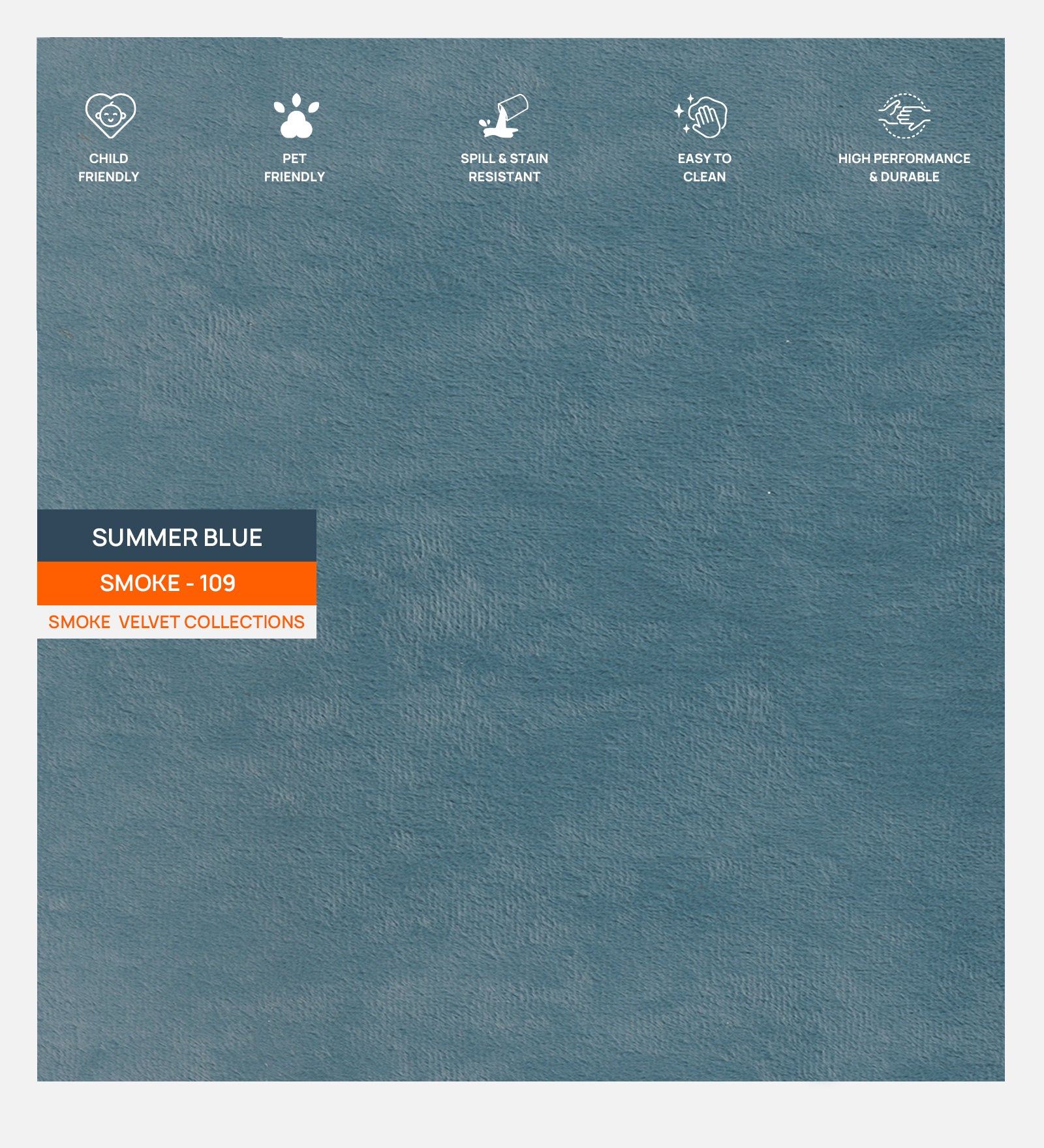 Velvet Smoke Fabric Summer Blue 109 Code