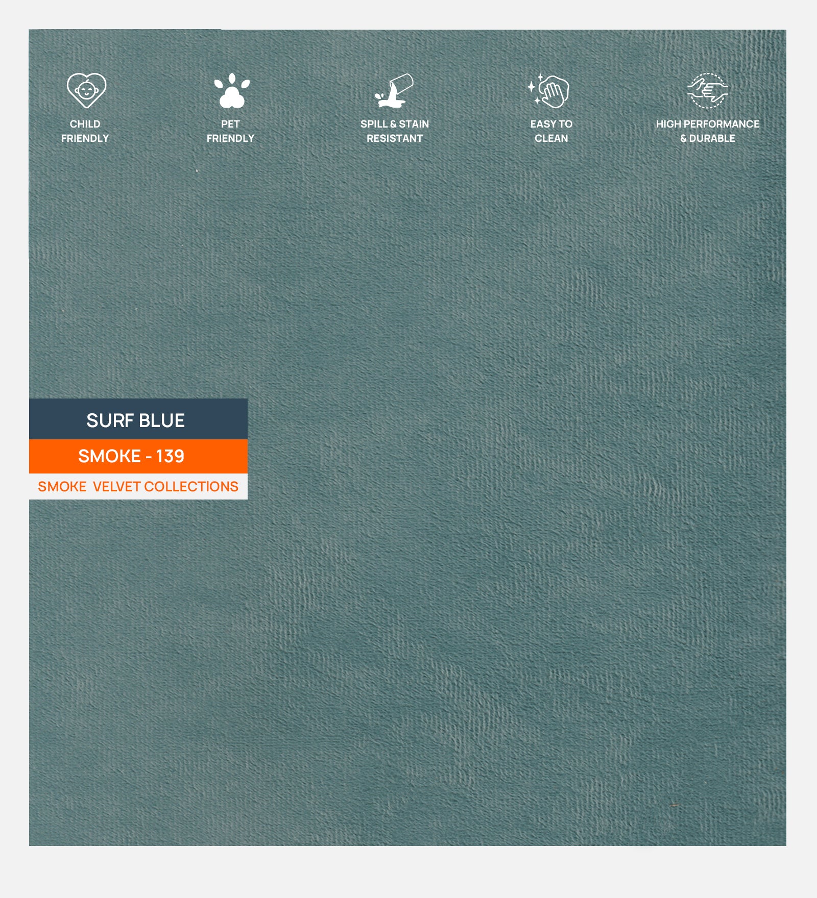 Velvet Smoke Fabric Surf Blue 139 Code