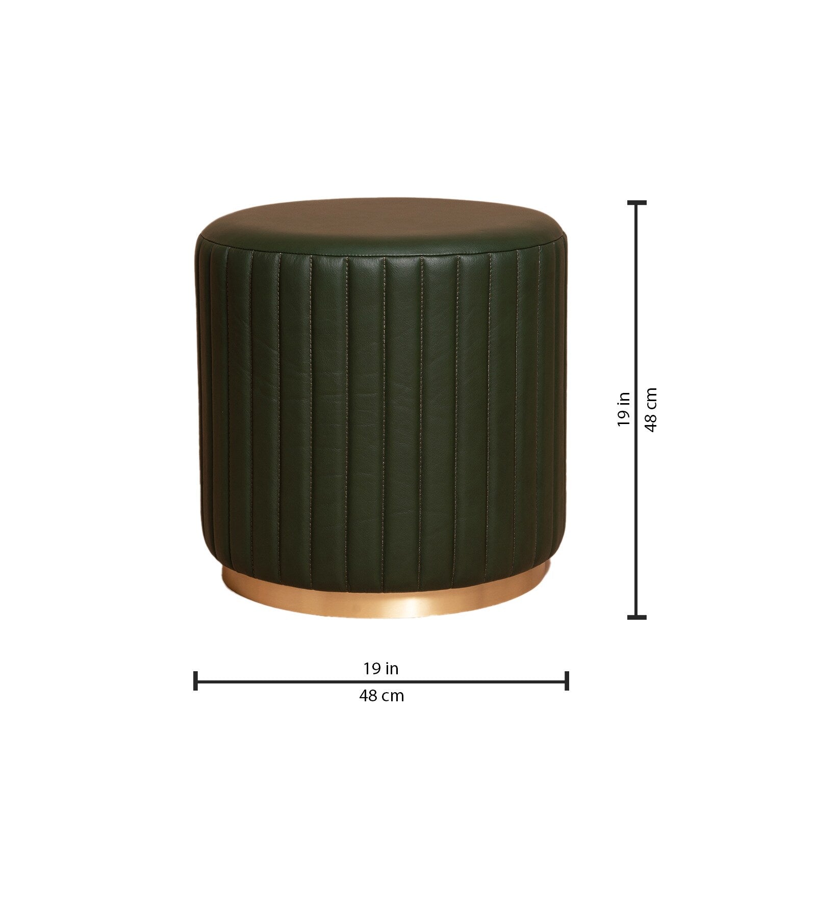 Verbos Leatherette Pouffe In Basil Green Colour