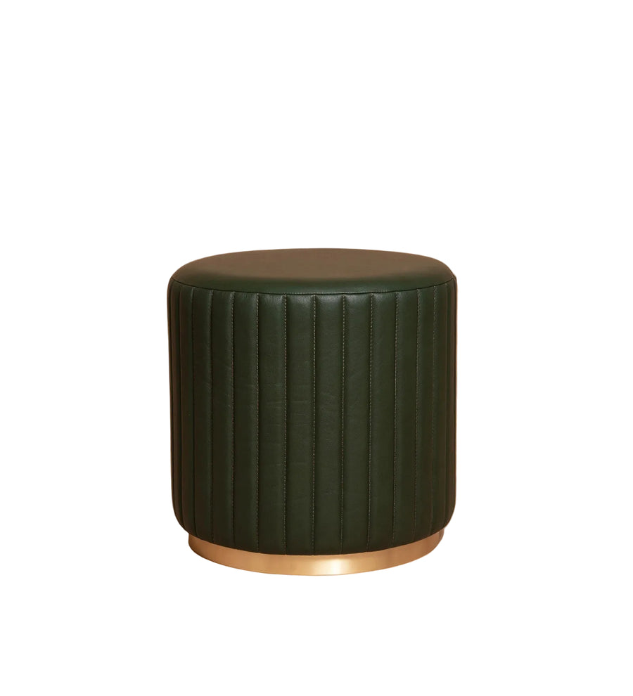 Verbos Leatherette Pouffe In Basil Green Colour - Febonic Living