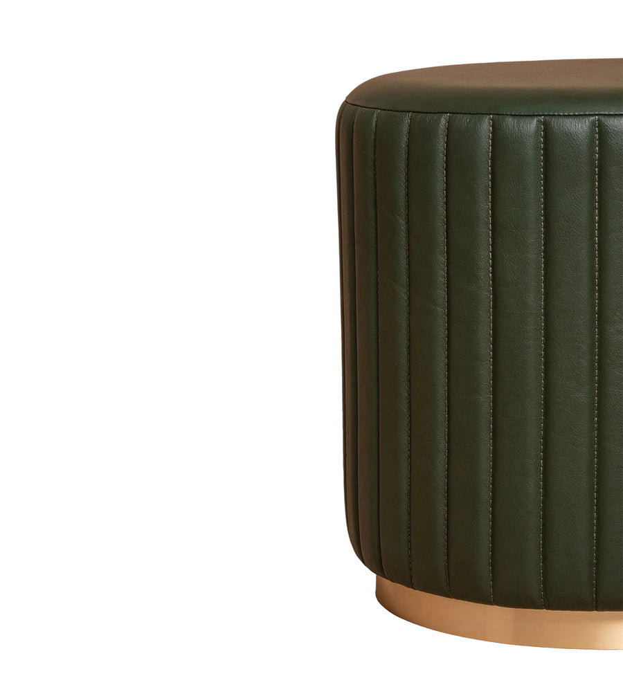 Verbos Leatherette Pouffe In Basil Green Colour - Febonic Living