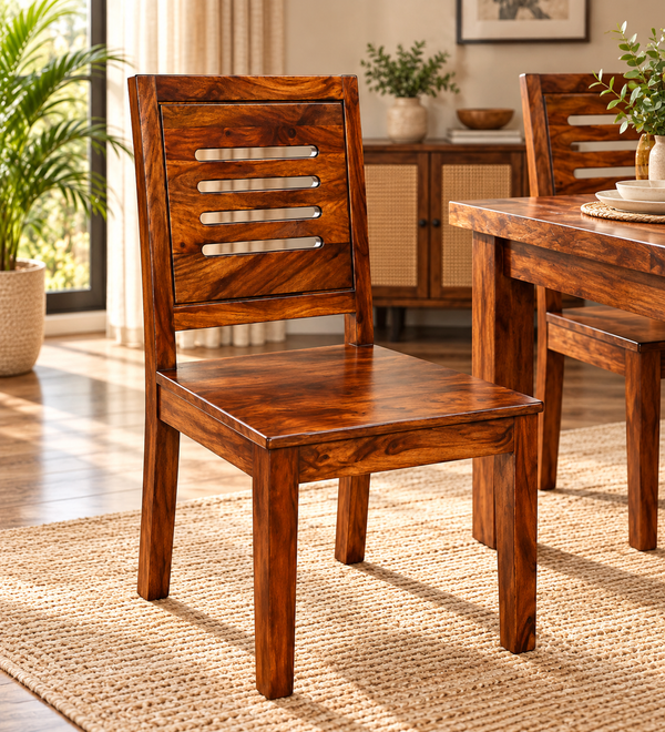 Vesti Sheesham Wood Dining Chairs In Provincial Teak Finish (Set Of 2)