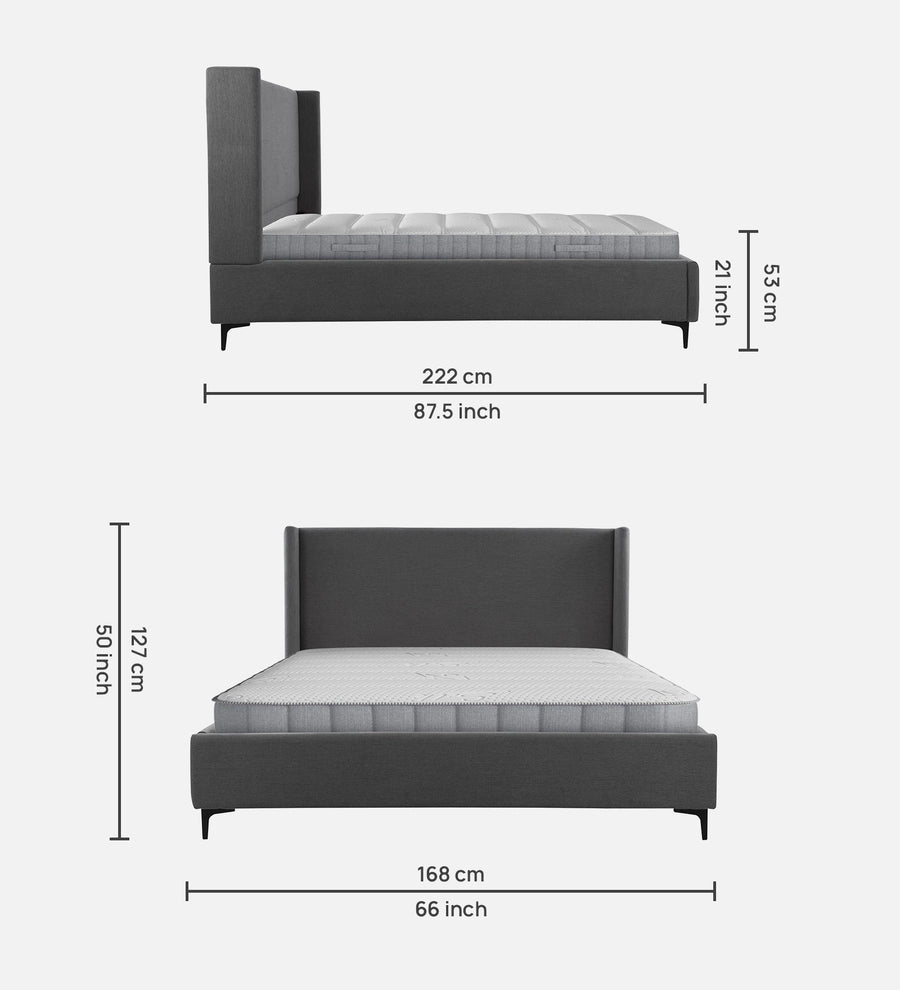 Vilas Fabric Upholstered Queen Size Bed In Charcoal Grey Colour - Febonic Living
