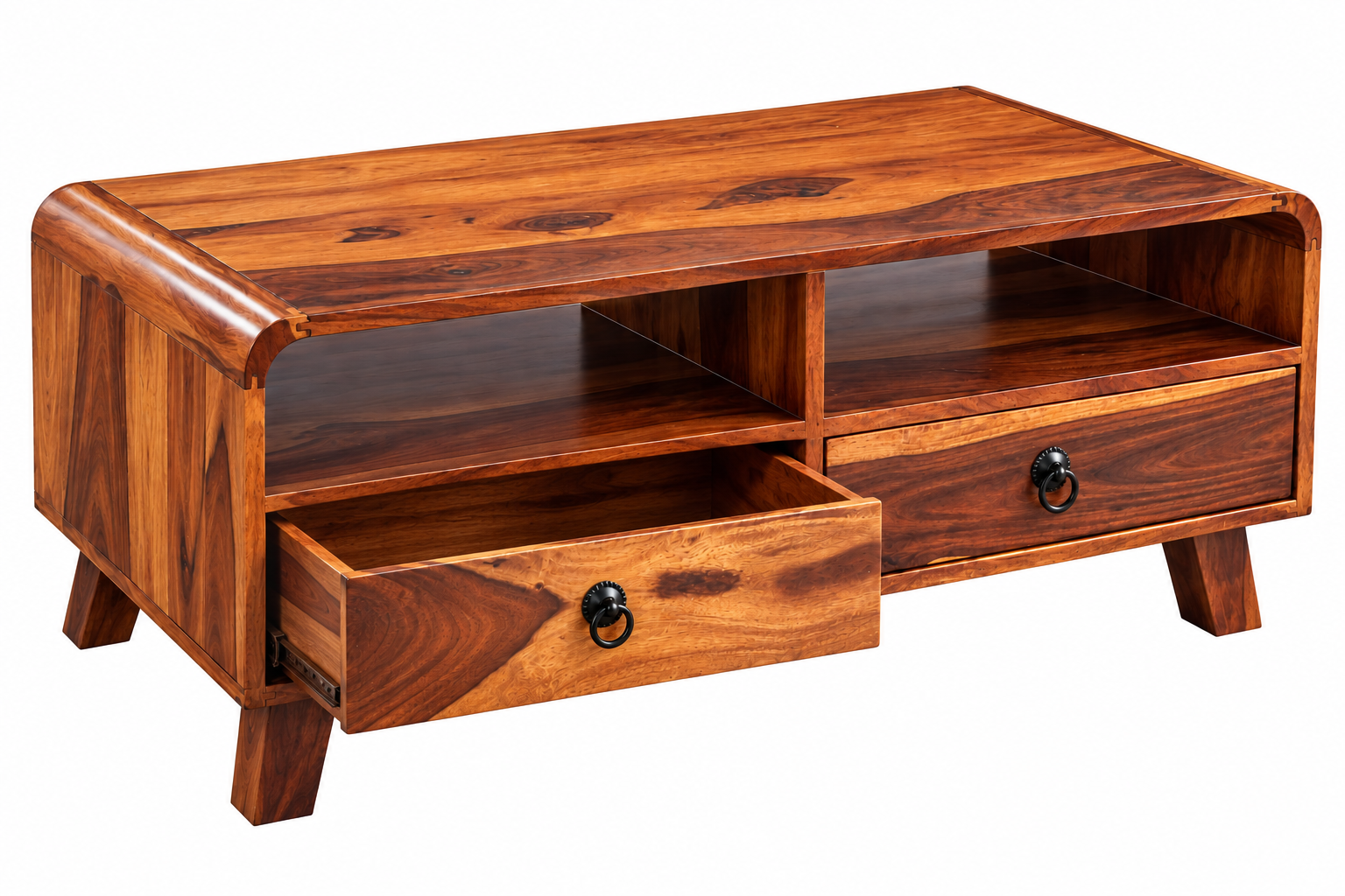 Vina Sheesham Wood Coffee Table In Teak Finish