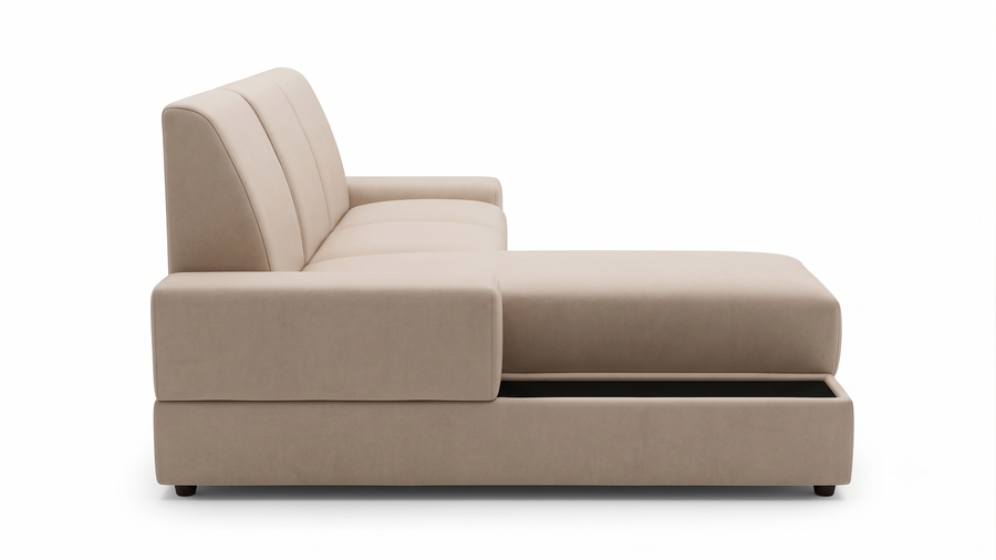 Vintra RHS (2+Lounger) Fabric Sectional Sofa  - Cream Beige
