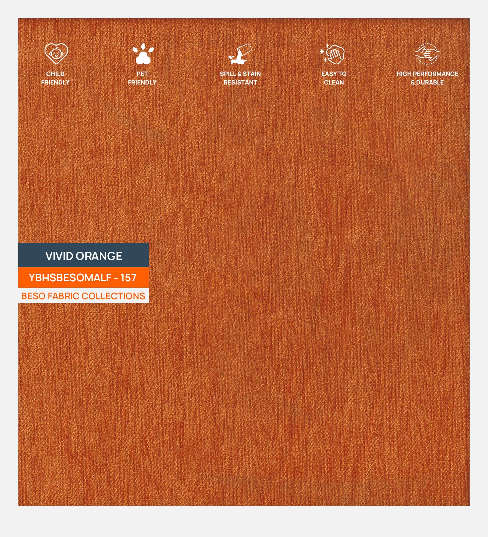 Lenny Fabric Upholstered Single Bed in Vivid Orange Colour - Febonic Living