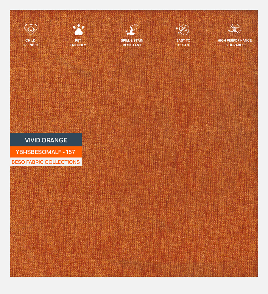 Lenny Fabric Upholstered Single Size Bed In Vivid Orange Colour - Febonic Living