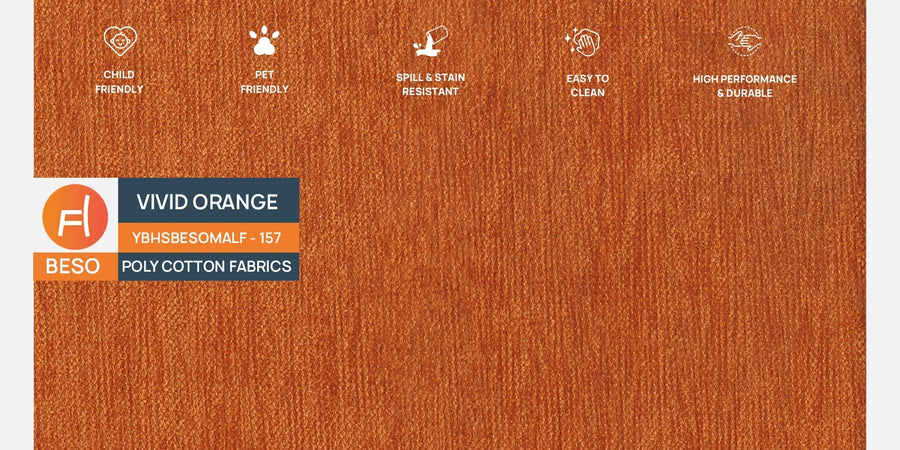Mario Fabric 3 Seater Sofa In Vivid Orange Colour - Febonic Living