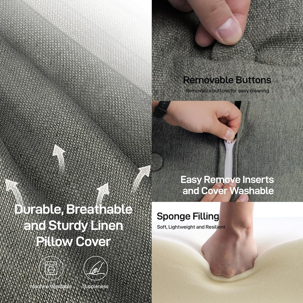Luna Fabric Back Support Wegde Pillows in Charcoal Grey Colour - Febonic Living
