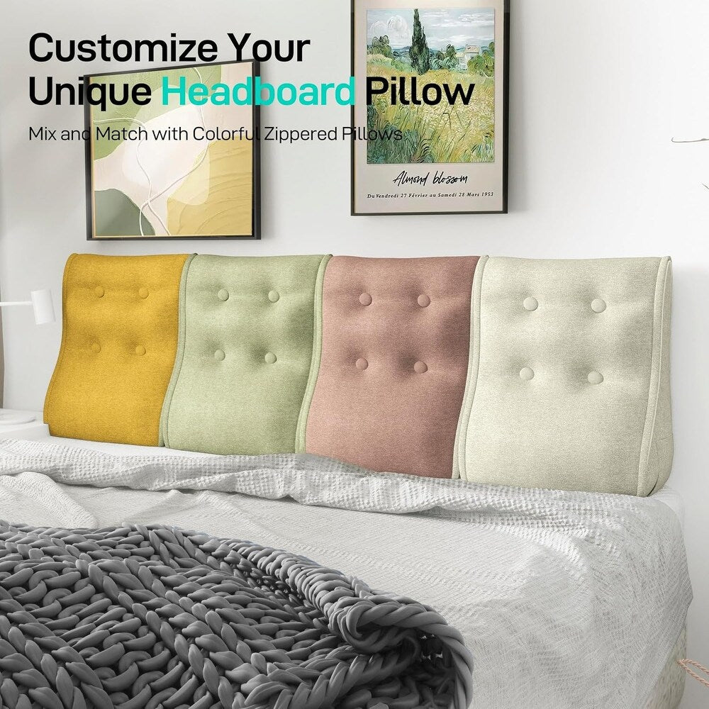 Luna Fabric Back Support Wegde Pillows in Charcoal Grey Colour - Febonic Living