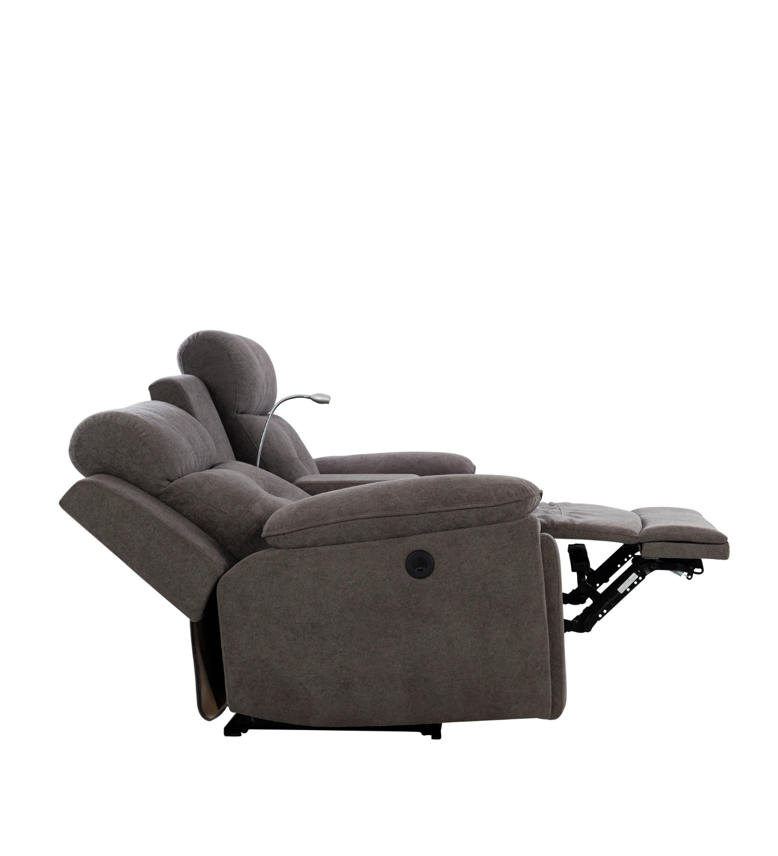 Waki Boucle 2 Seater Motorized Recliner In Concrete Grey Colour - Side Reclined View by Febonic Living