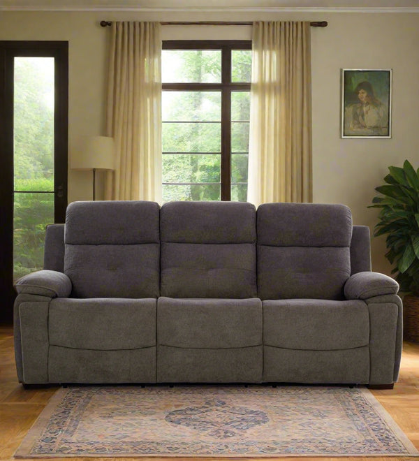 Waki Boucle 3 Seater Motorized Recliner - Concrete Grey