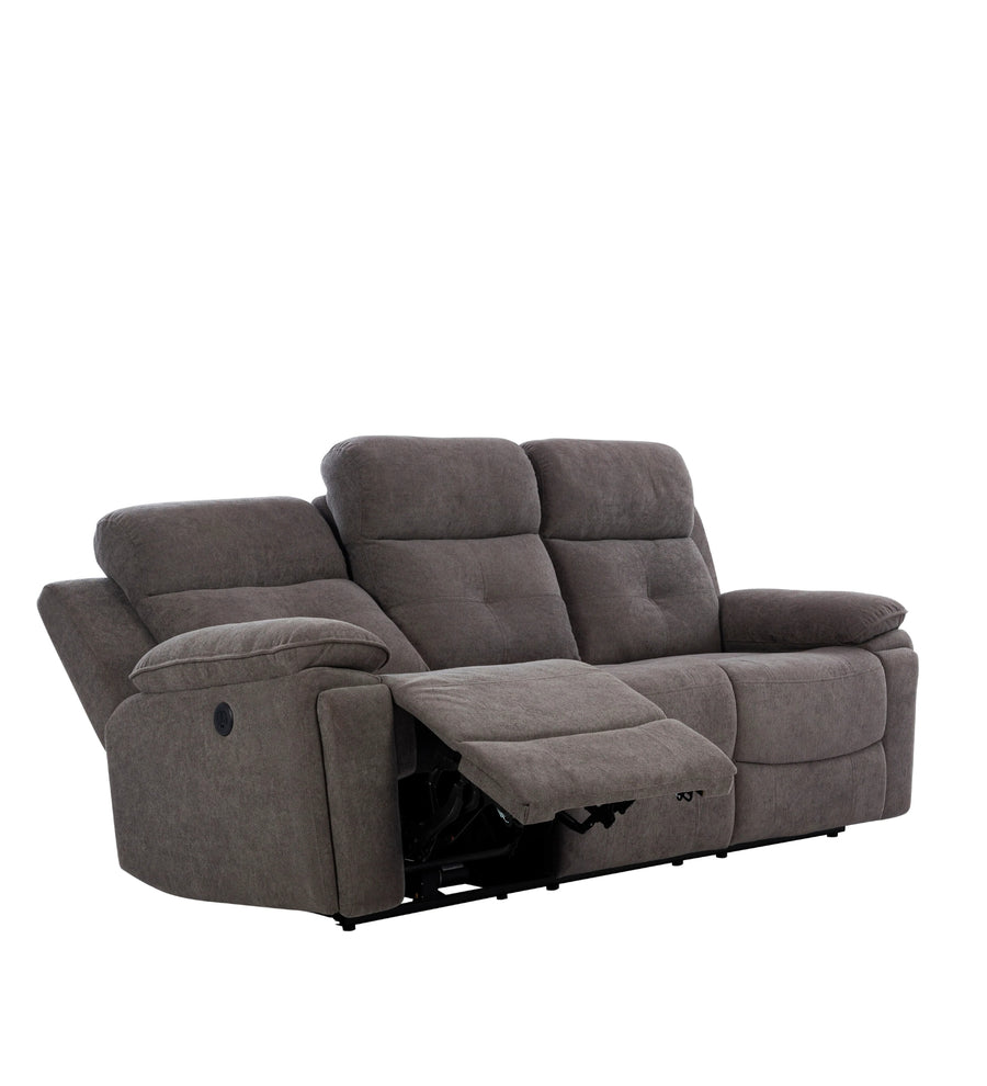 Waki Boucle 3 Seater Motorized Recliner In Concrete Grey Colour - Reclined View by Febonic Living