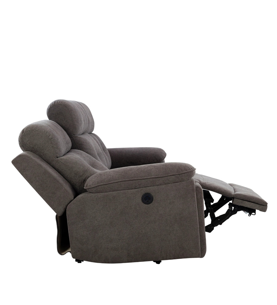 Waki Boucle 3 Seater Motorized Recliner In Concrete Grey Colour - Side Reclined View by Febonic Living
