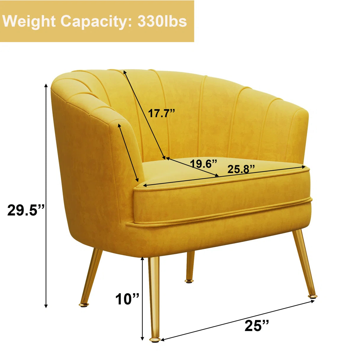 Mellow Velvet Arm Chair In Turmeric Yellow Colour