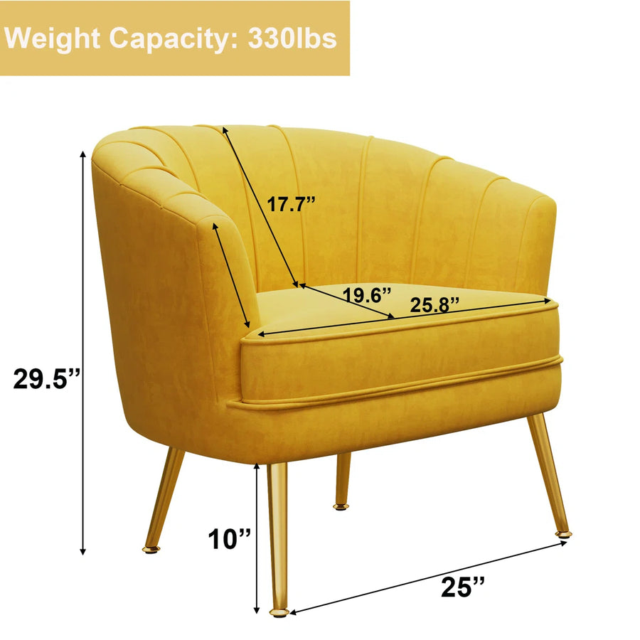 Mellow Velvet Arm Chair In Turmeric Yellow Colour - Febonic Living