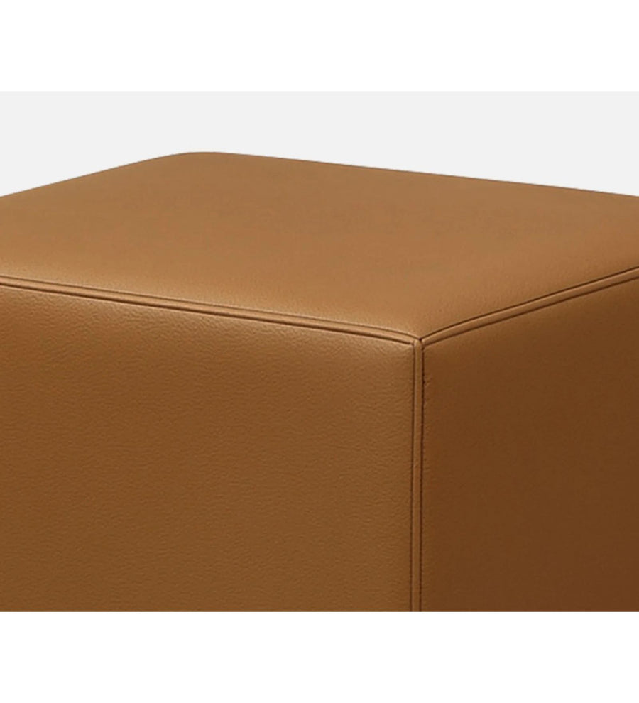 Wane Leatherette Pouffe In Cinnamon Brown Colour - Febonic Living