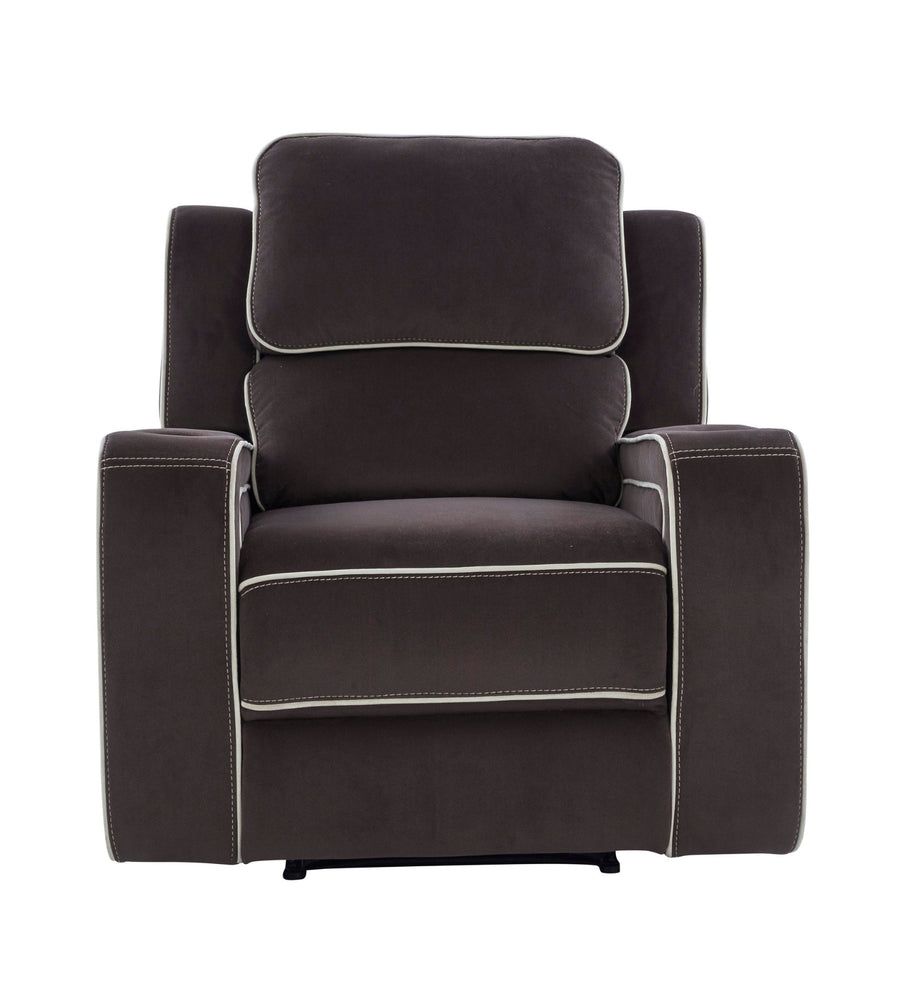 Wave 1 Seater Motorized Velvet Recliner - Mocha Brown - Front View by Febonic Living