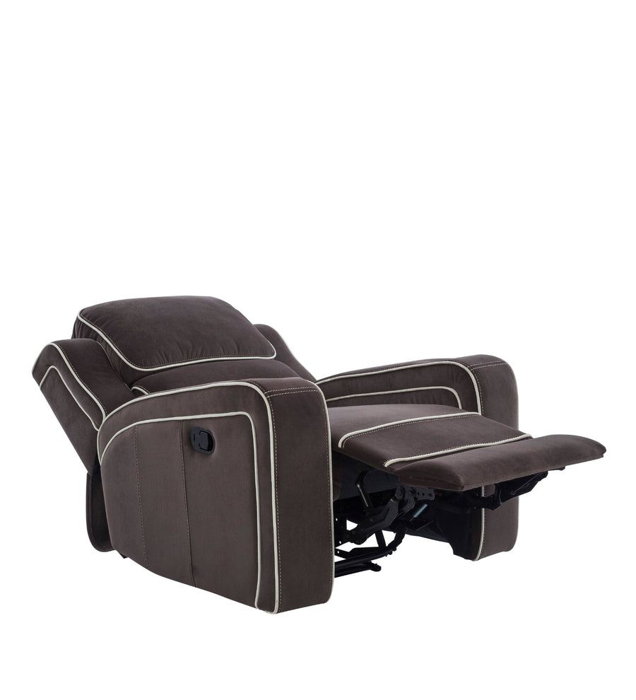 Wave 1 Seater Motorized Velvet Recliner - Mocha Brown - Fully Reclined View by Febonic Living
