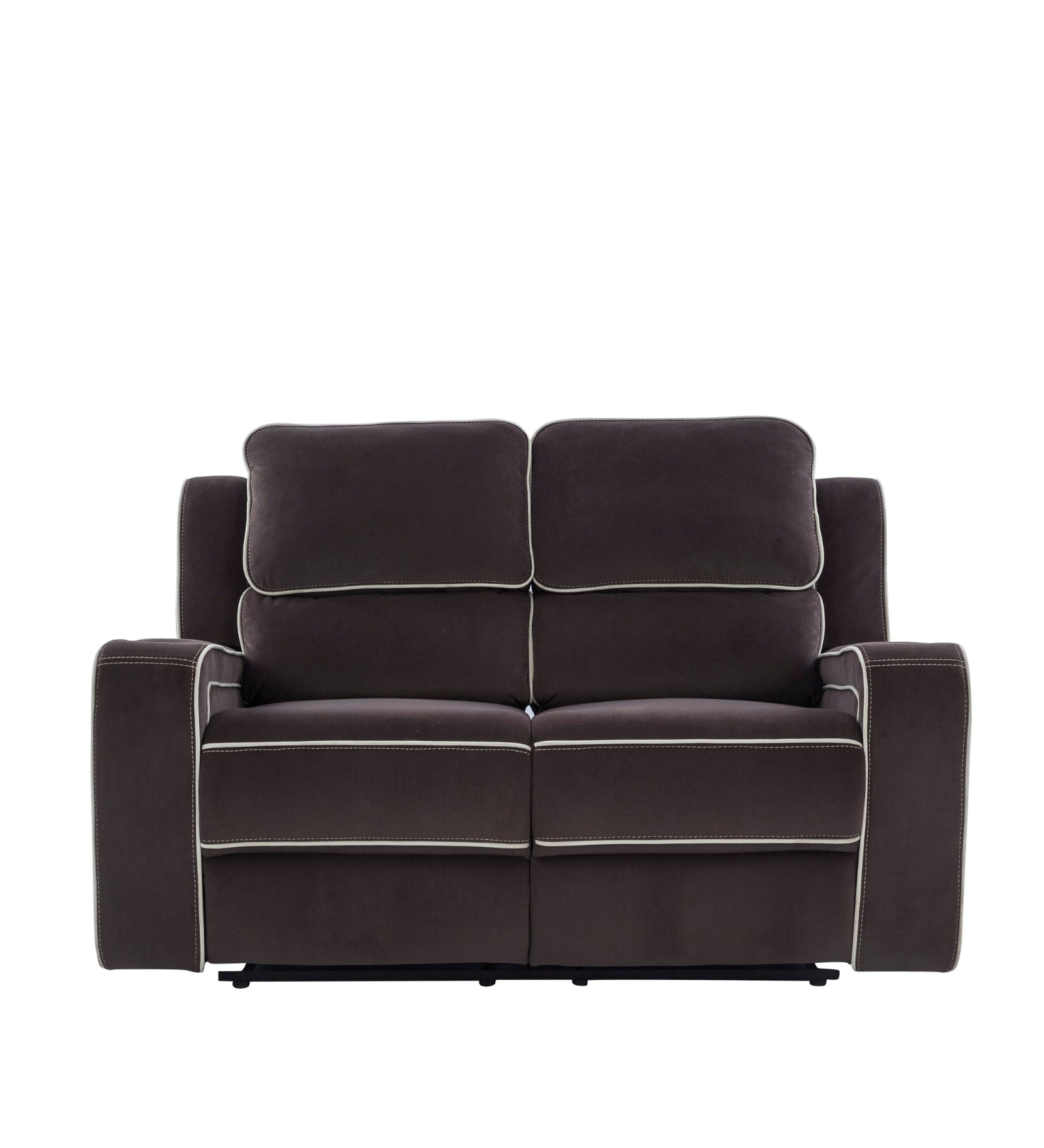 Wave 2 Seater Motorized Velvet Recliner - Mocha Brown - Front View by Febonic Living