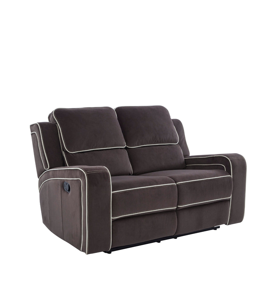 Wave 2 Seater Motorized Velvet Recliner - Mocha Brown - Slant View by Febonic Living