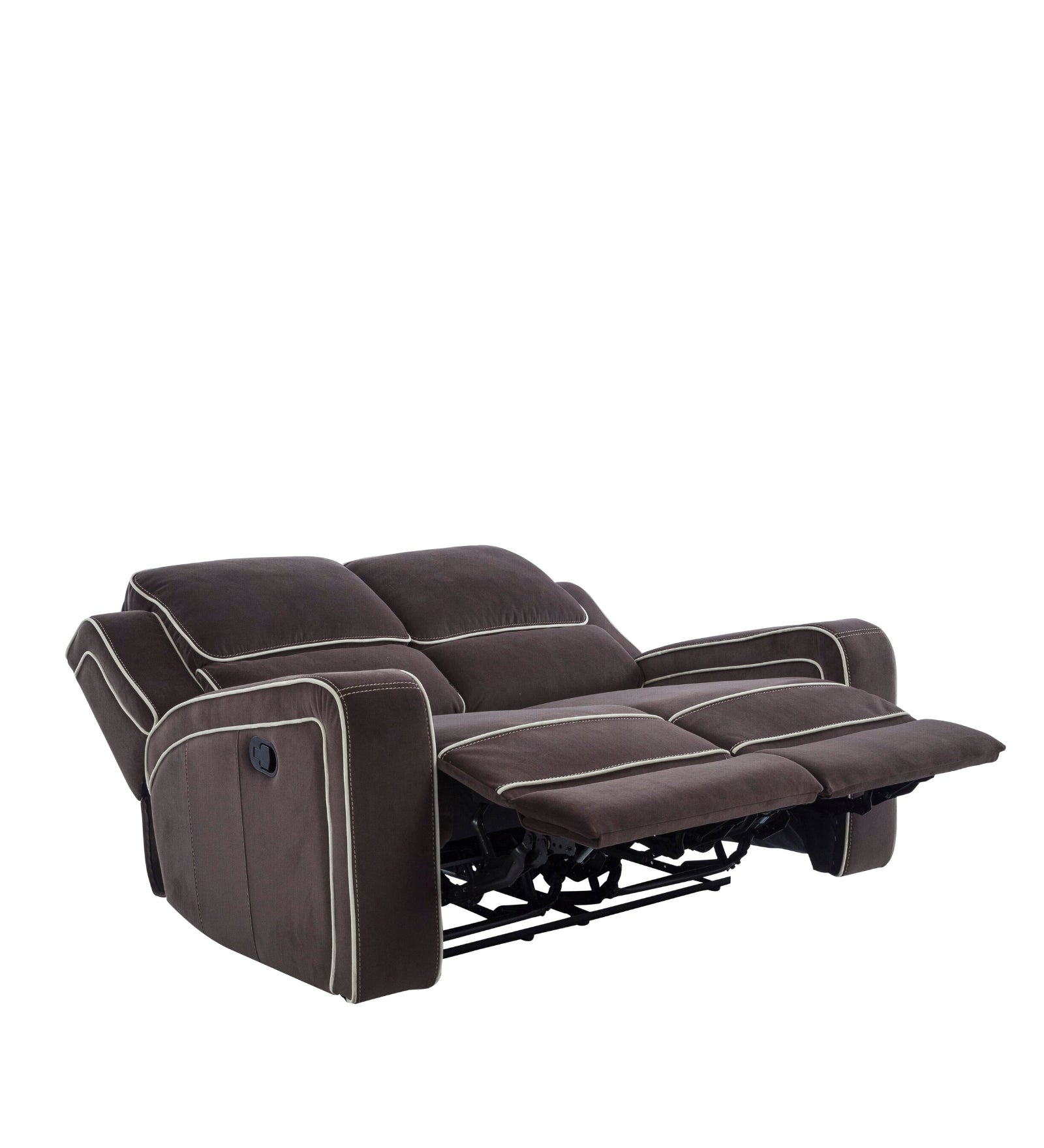 Wave 2 Seater Motorized Velvet Recliner - Mocha Brown - Reclined View by Febonic Living