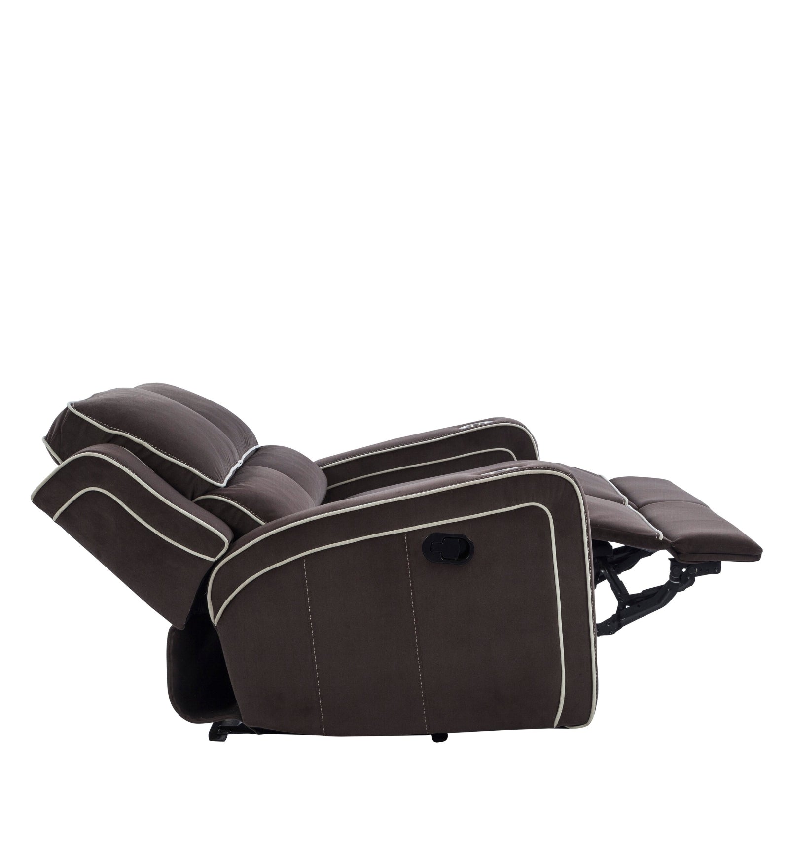 Wave 2 Seater Motorized Velvet Recliner - Mocha Brown - Side Reclined View by Febonic Living