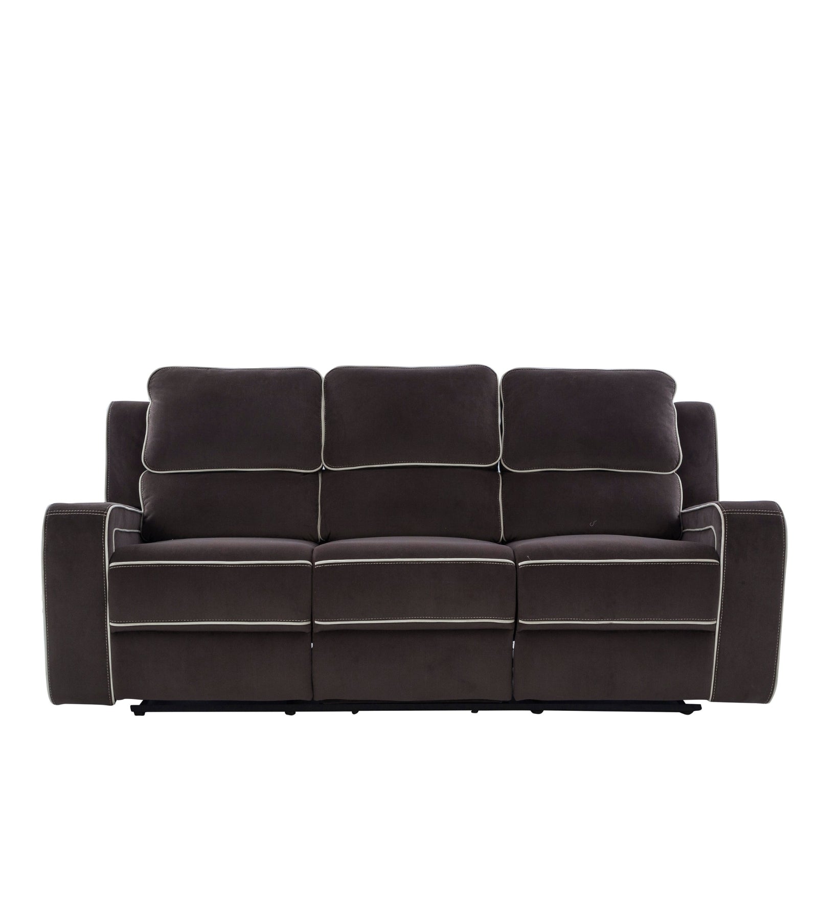 Wave 3 Seater Motorized Velvet Recliner - Mocha Brown - Front View by Febonic Living