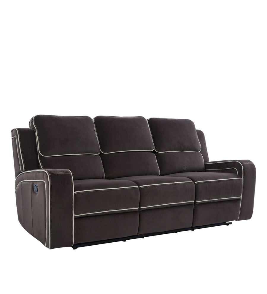 Wave 3 Seater Motorized Velvet Recliner - Mocha Brown - Slant View by Febonic Living