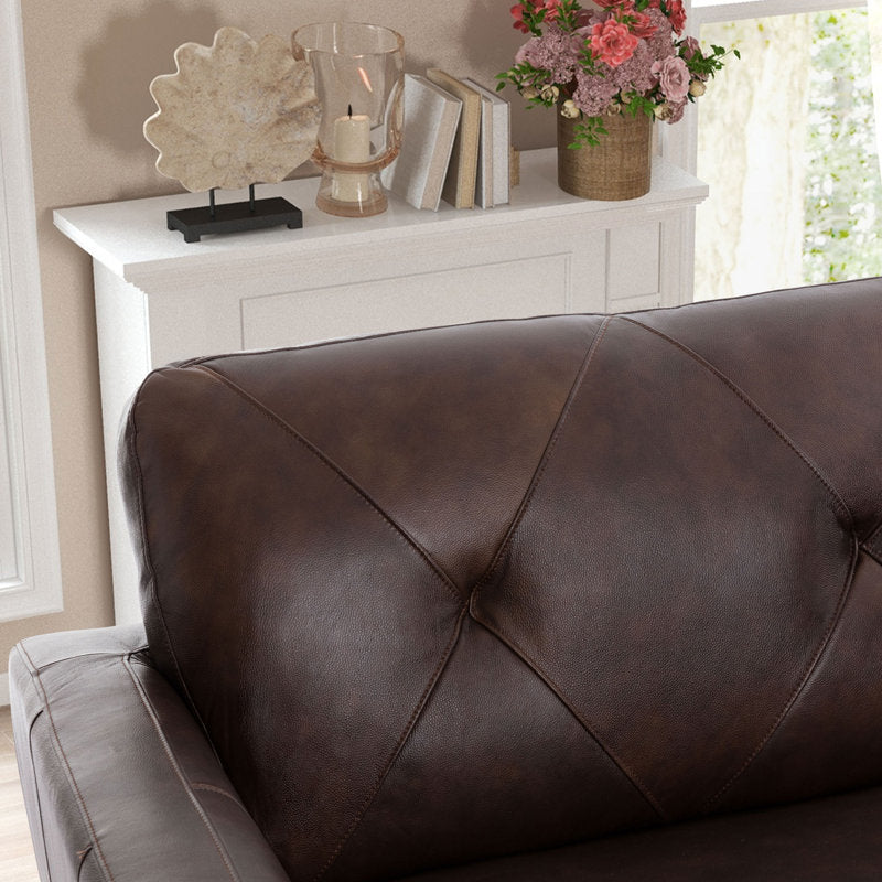 Humpy Leatherette 3 Seater Sofa In Mocha Brown Colour - Febonic Living