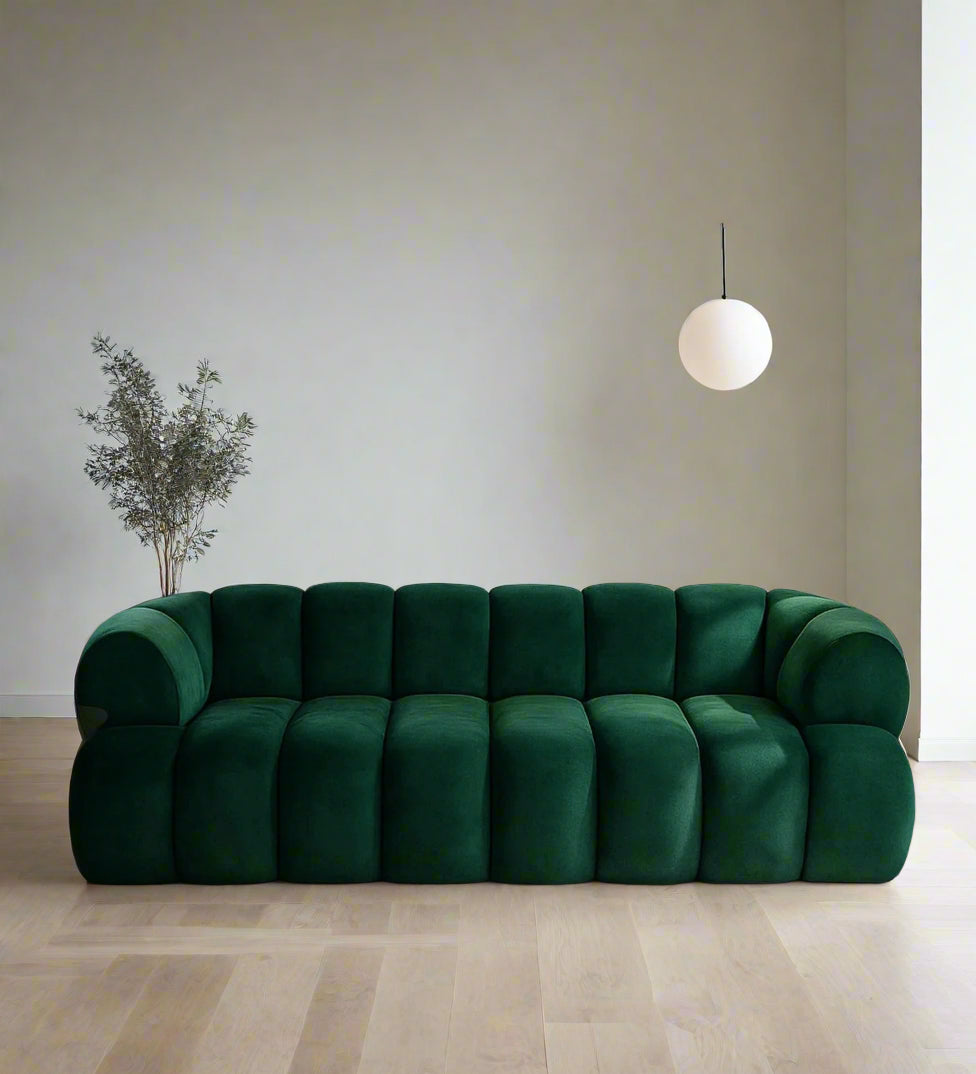 Wayne Velvet 3 Seater Sofa In Forest Green Colour