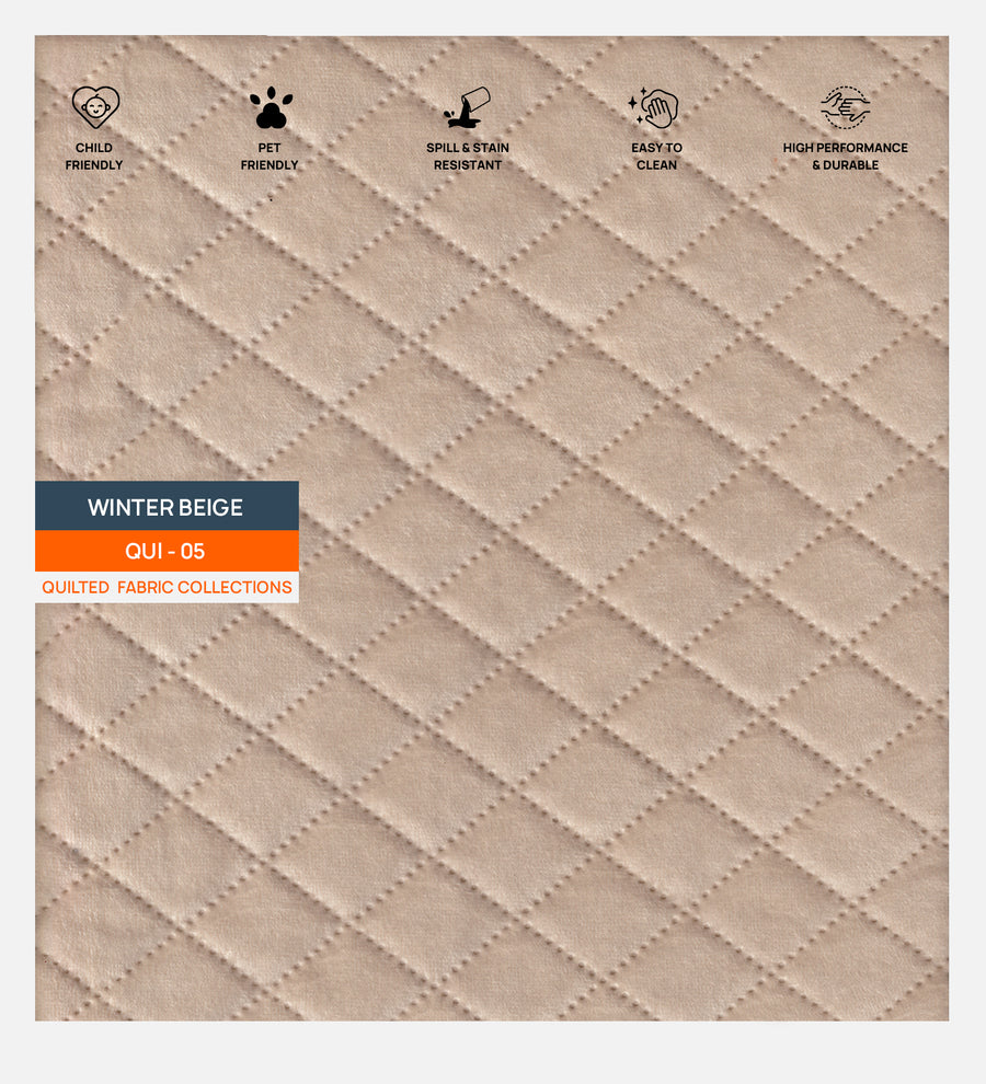 Bunny Velvet 3 Seater Quilted Sofa Cover In Winter Beige Colour - Febonic Living