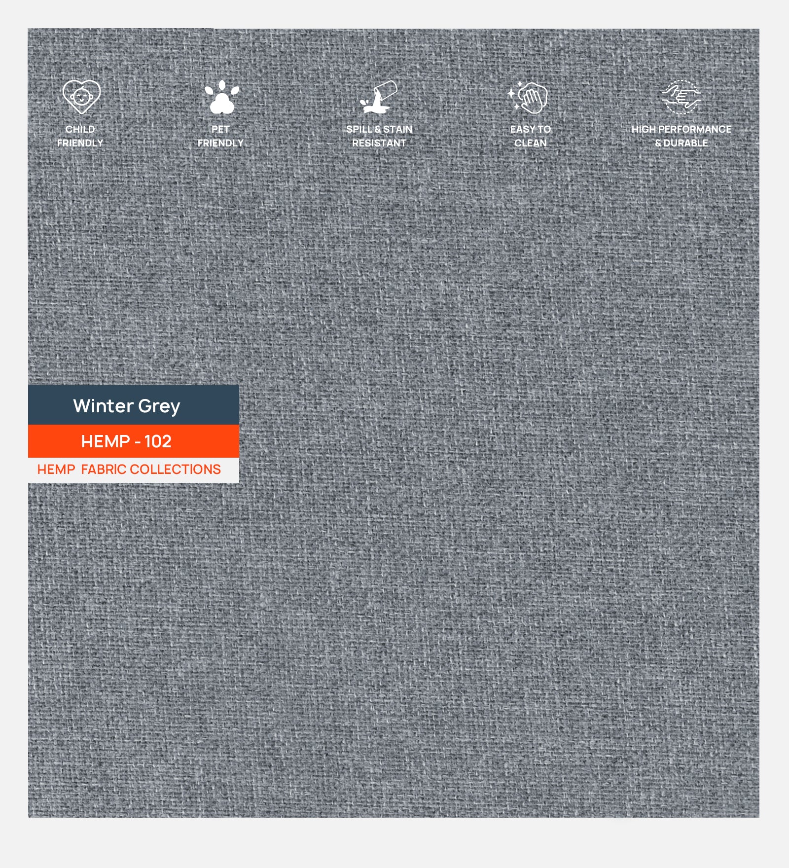 Polycotton Hemp Fabric Winter Grey 102 Code - Febonic Living