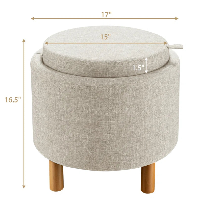Wolly Fabric Ottoman In Ash Grey Colour With Storage - Febonic Living