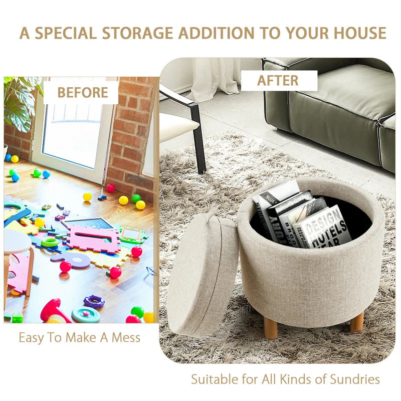 Wolly Fabric Ottoman In Ash Grey Colour With Storage - Febonic Living