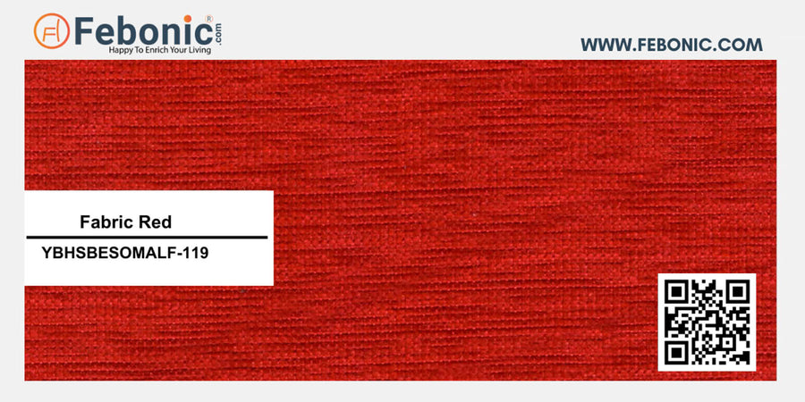 Nowia Fabric 3 Seater Recamier In Ruby Red Colour With Storage - Febonic Living