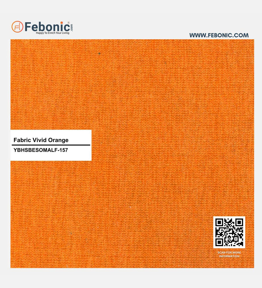 Sona Fabric Barrel Chair With Ottoman In Vivid Orange Colour - Febonic Living
