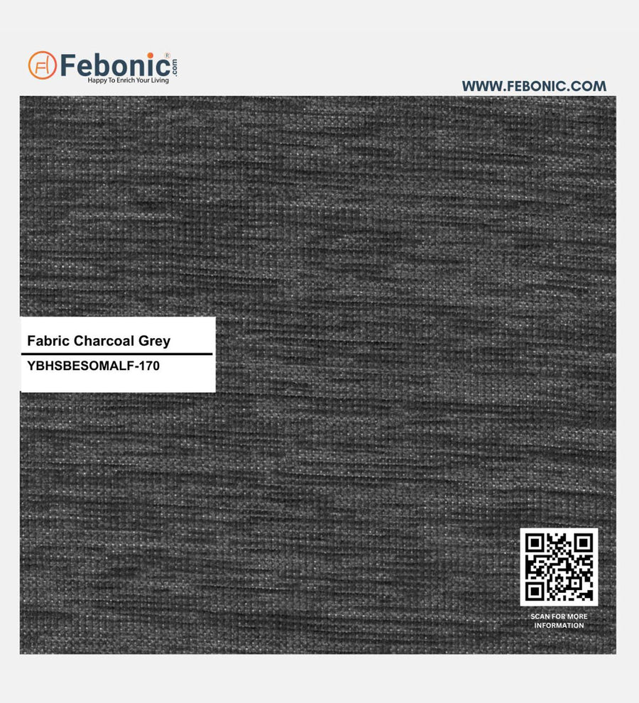 Sona Fabric Barrel Chair With Ottoman In Charcoal Grey Colour - Febonic Living