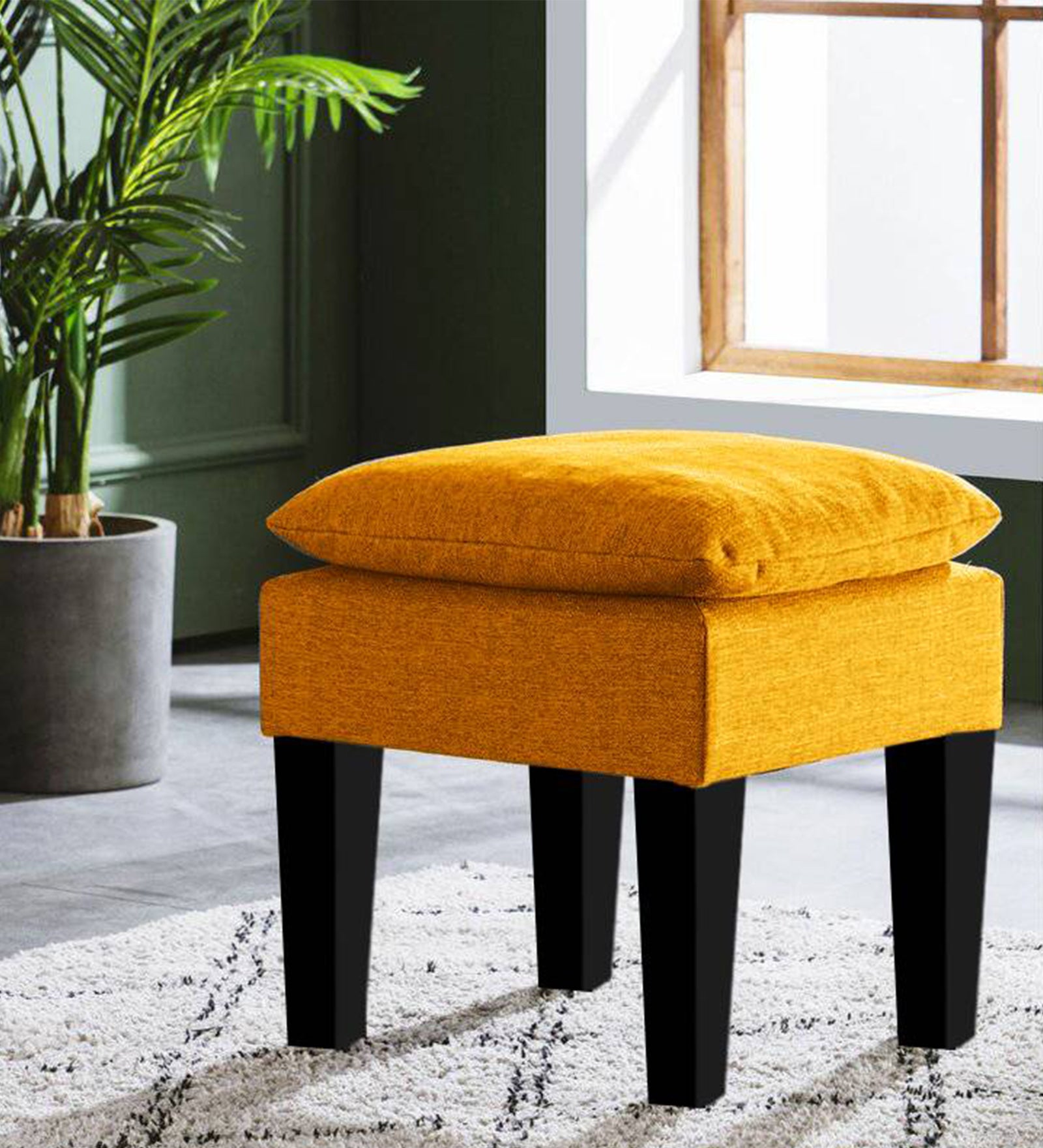 Vodoo Fabric Storage Ottoman in Bold Yellow Colour