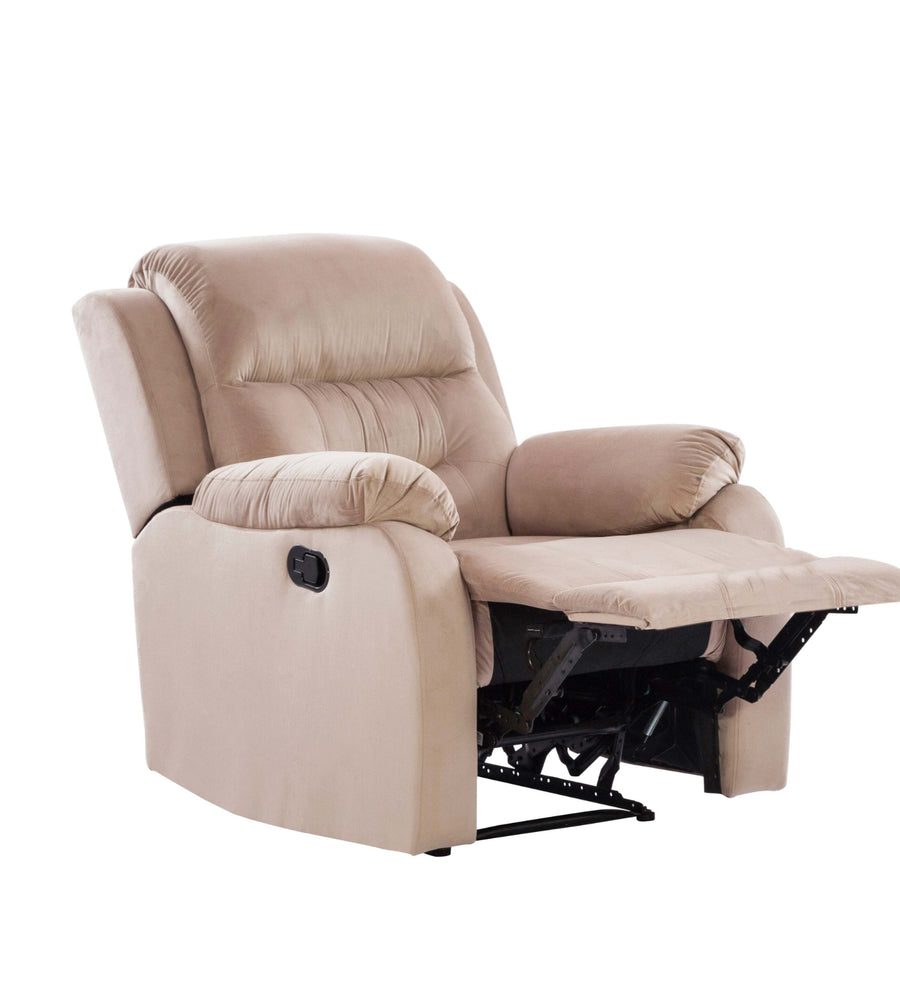 Yama 1 Seater Motorized Velvet Recliner - Camel Beige - 1 Reclined View by Febonic Living