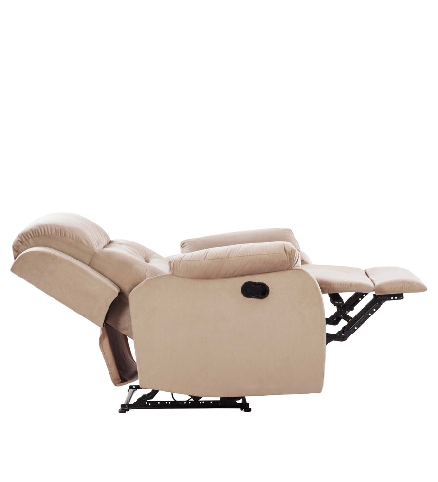 Yama 1 Seater Motorized Velvet Recliner - Camel Beige - Side Reclined View by Febonic Living