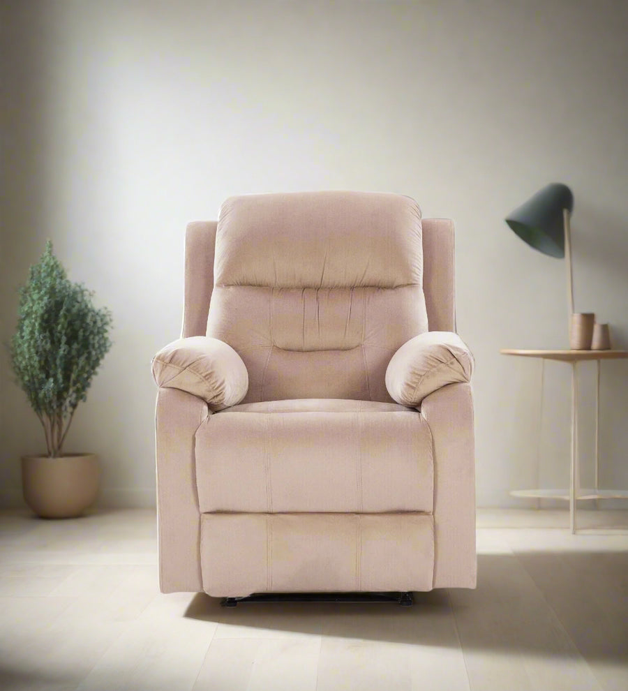 Yama 1 Seater Motorized Velvet Recliner - Camel Beige - Living View by Febonic Living