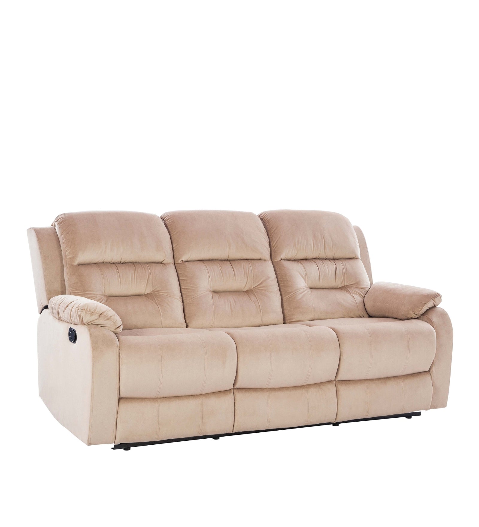 Yama 3 Seater Motorized Velvet Recliner - Camel Beige - Slant View by Febonic Living